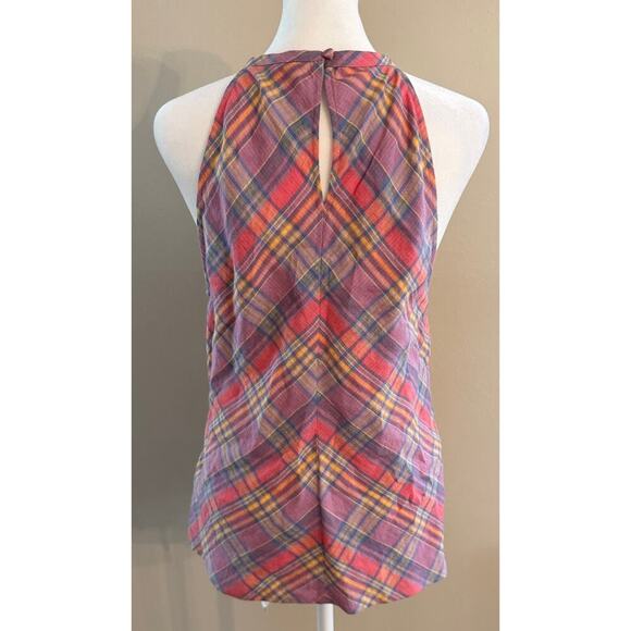 J. CREW Amber 100% Linen Madras Plaid Tank Top Beach Preppy Size M - Picture 4 of 6